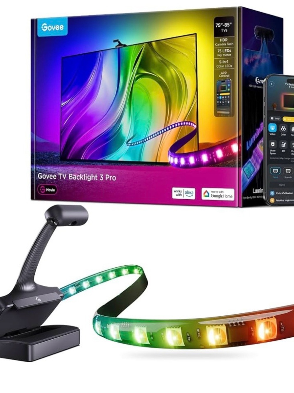 Govee TV Backlight 3 Pro with HDR Triple Camera 55-65 inch tvs. New in box